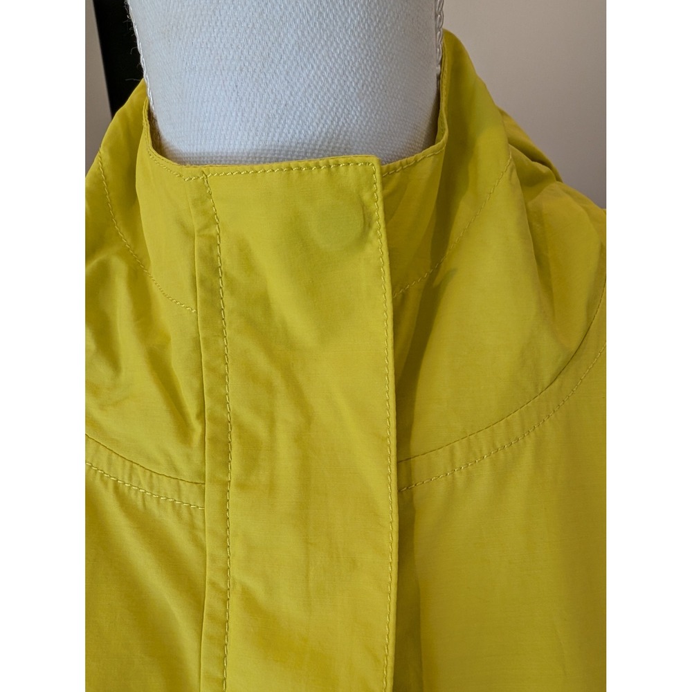 Eileen Fisher Yellow Windbreaker Jacket  Hooded Organic Cotton Nylon Large - Picture 6 of 11